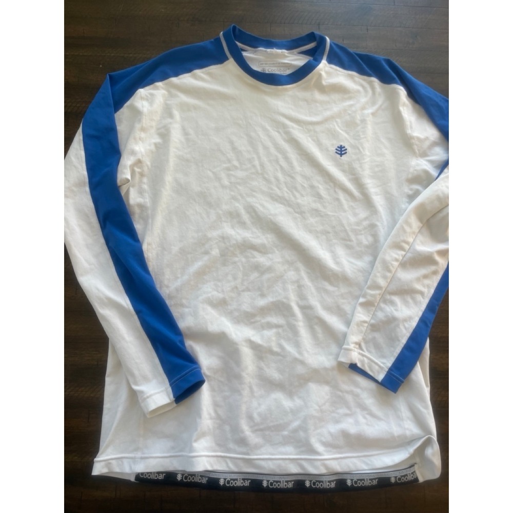 Coolbar Mens Long Sleeve UPF 50+ UV Protection Sun Shirt Blue White Size L